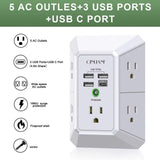 QINLIANF HR-519-B/HR-519D/AHR-508 Wall Charger-Surge Protector- 5 Outlet Extention
